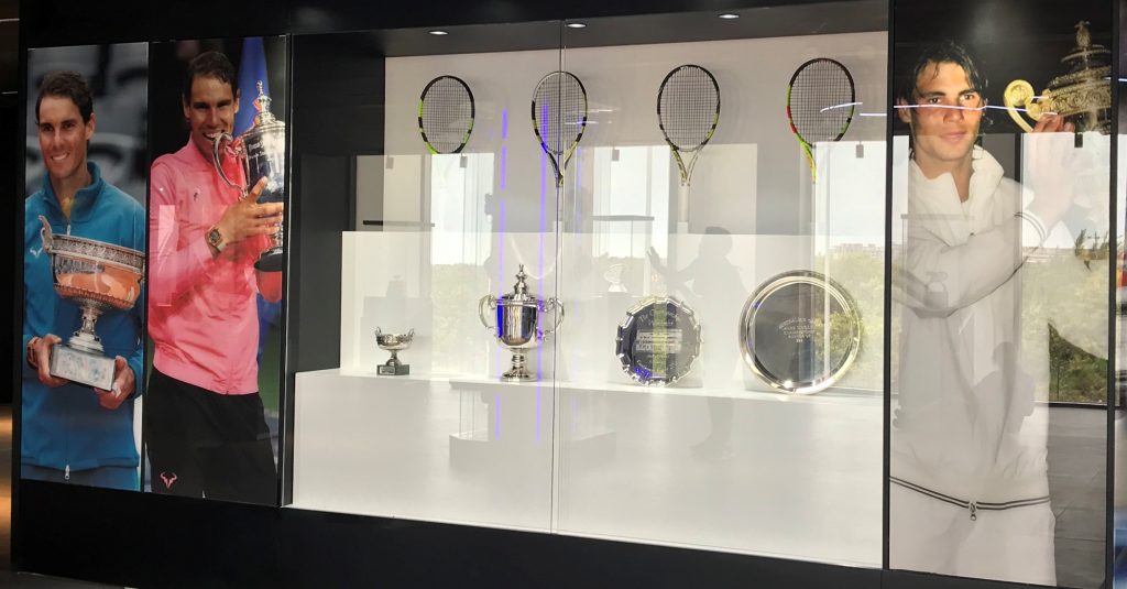 Rafa Nadal's many trophies are displayed in the museum