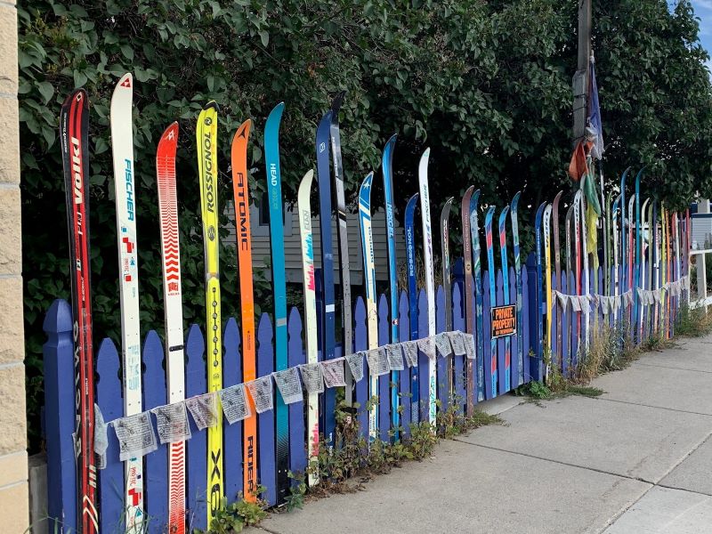 Artistic resident putting skis to good use in town