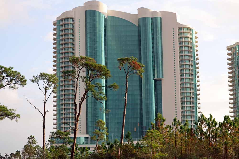 Turquoise Place Luxury Condominiums can be seen from the bay cruise